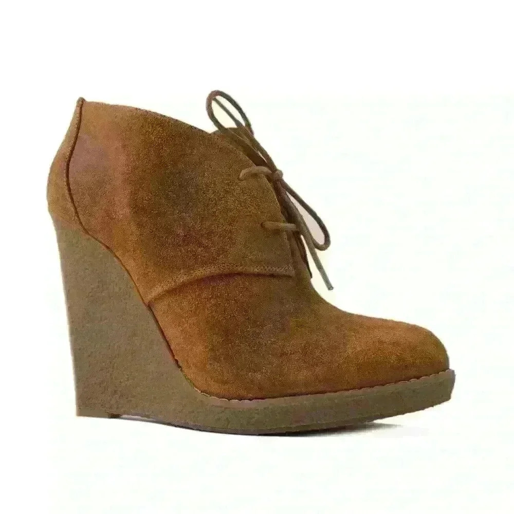 Enzo Angoliolini Leather Wedge High Heel Eaflory Rubber Ankle Boot  Wmns Size 9